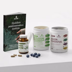 TÄYDELLINEN KEHONPUHDISTUSKUURI (DETOX) – kolme kehonpuhdistustuotetta + käsikirja
